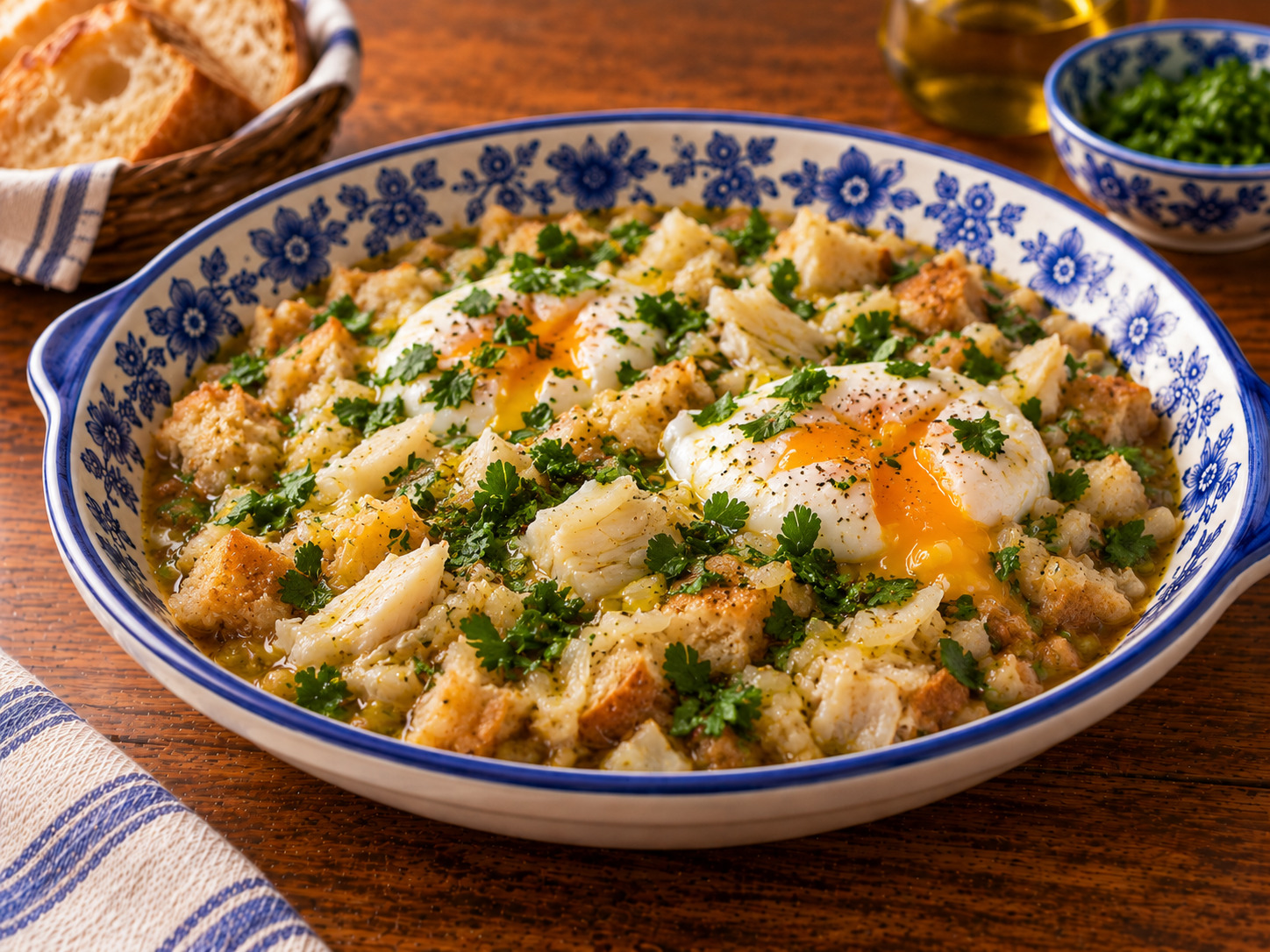 Foto de Açorda de bacalhau - receita portuguesa tradicional