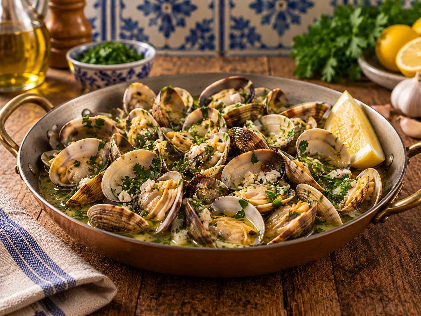 Foto de Amêijoas à Bulhão Pato - receita portuguesa tradicional