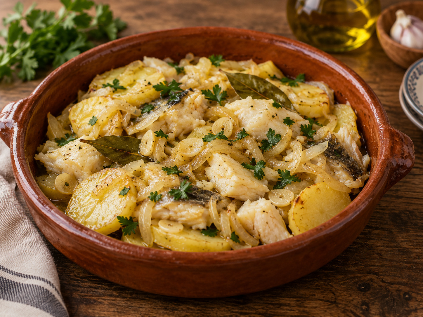 Foto de Bacalhau à alentejana - receita portuguesa tradicional