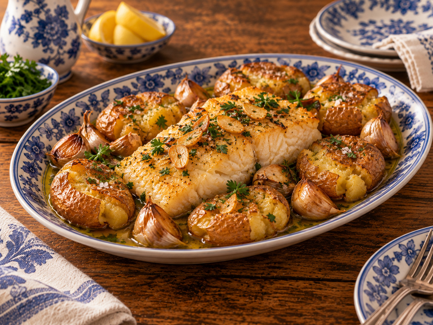 Foto de Bacalhau à lagareiro - receta portuguesa tradicional