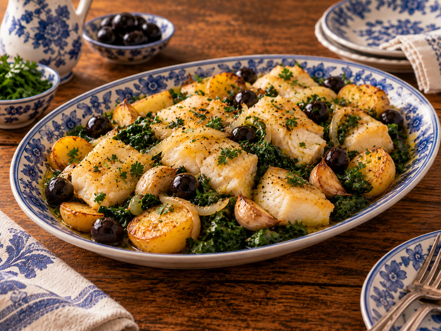 Foto de Bacalhau com couve - receita portuguesa tradicional