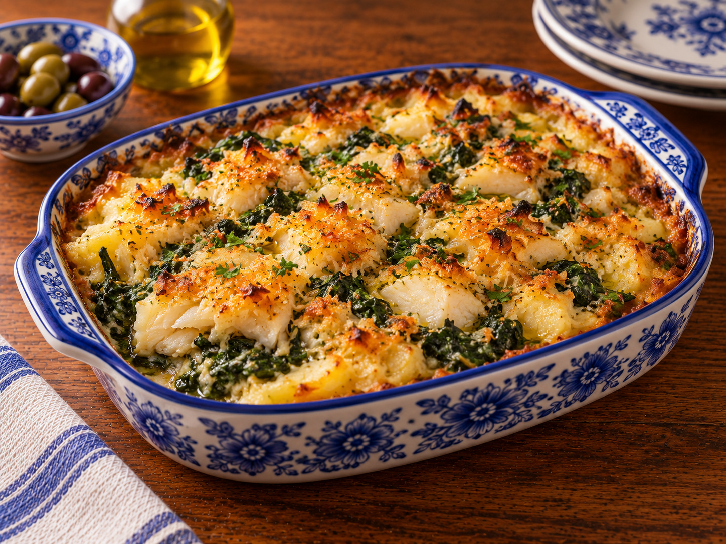 Foto de Bacalhau com espinafres - receita portuguesa tradicional