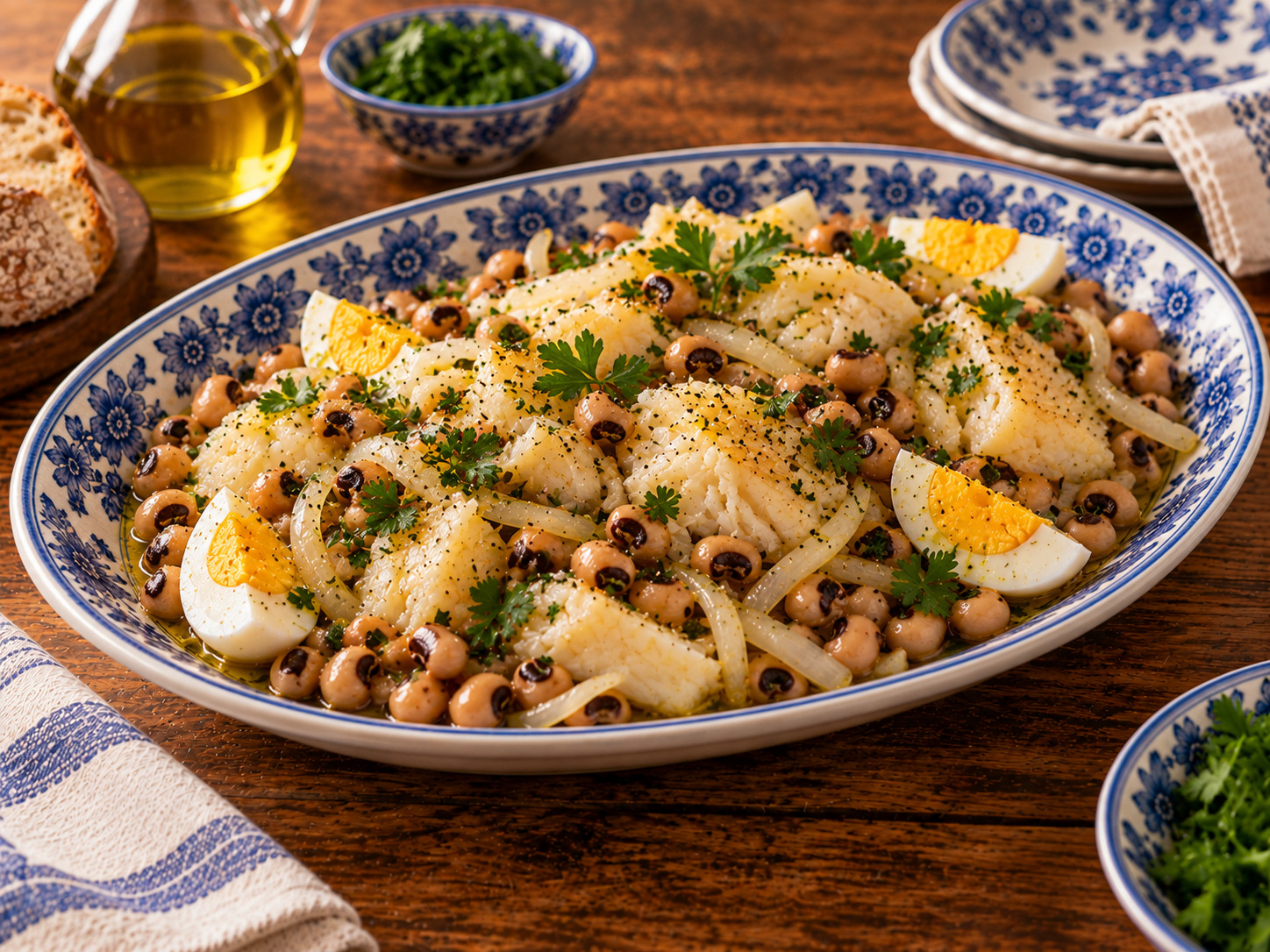 Foto de Bacalhau com feijão-frade - receita portuguesa tradicional
