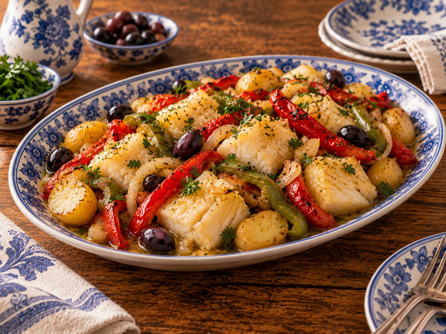 Foto de Bacalhau com pimentos - receita portuguesa tradicional
