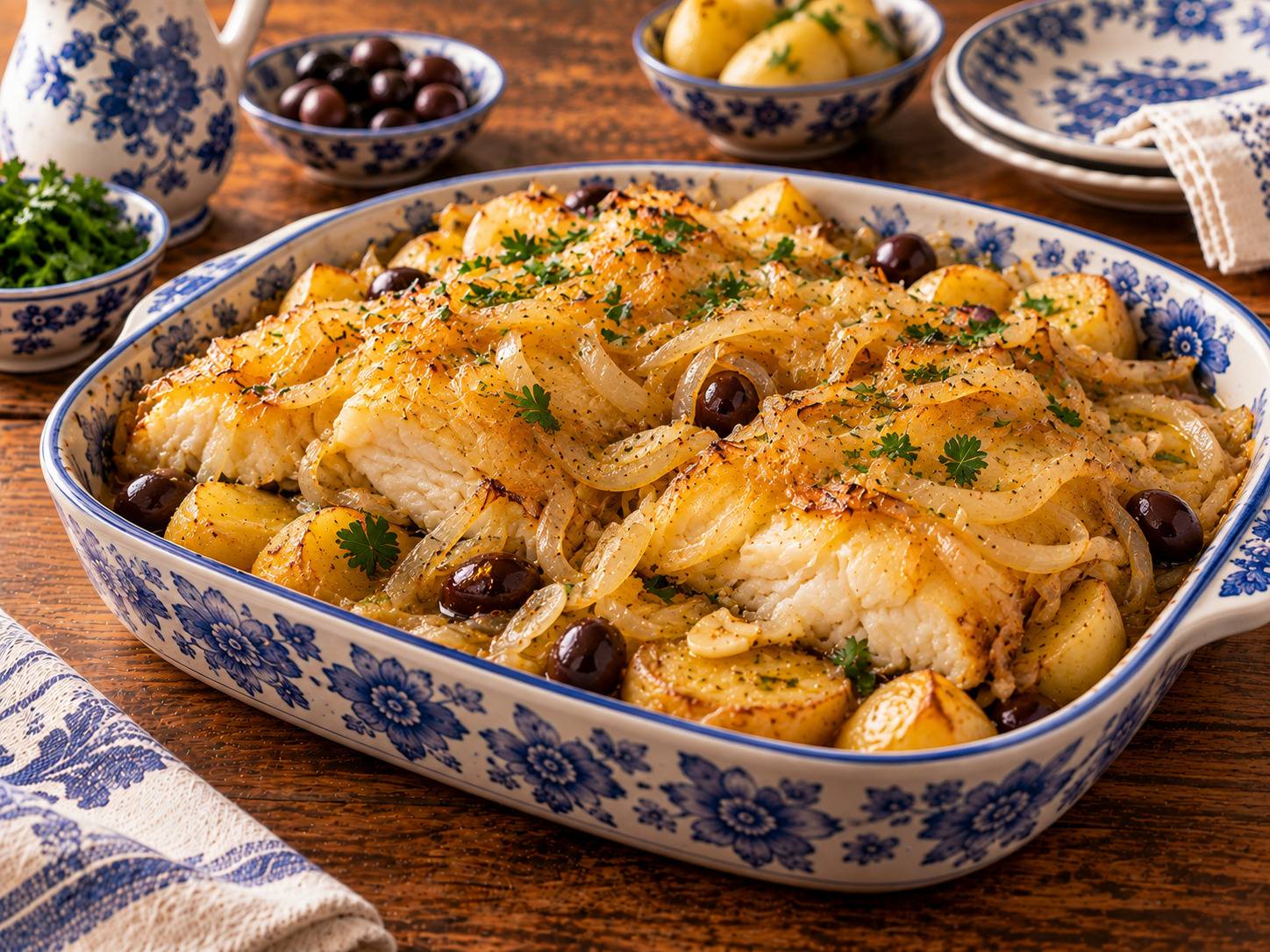 Foto de Bacalhau de cebolada - receita portuguesa tradicional