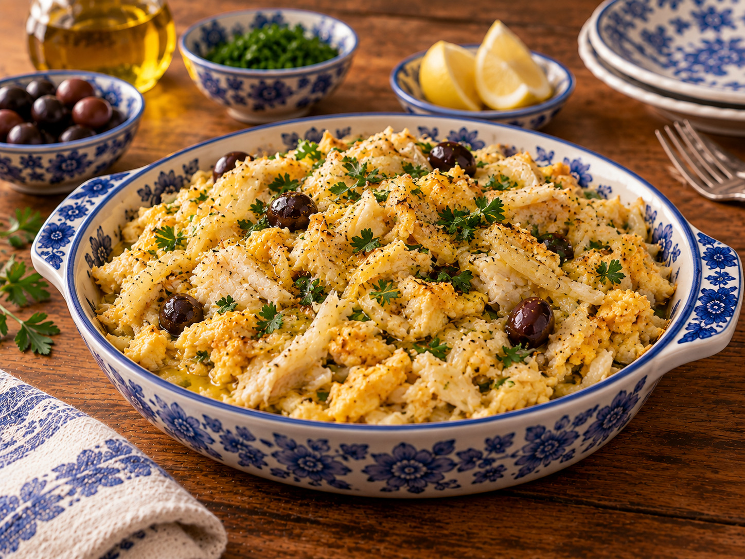 Foto de Bacalhau desfiado com ovos - receita portuguesa tradicional