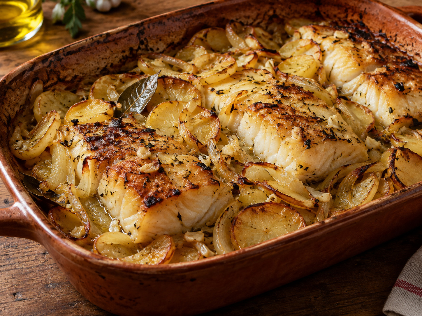 Foto de Bacalhau no forno - receita portuguesa tradicional