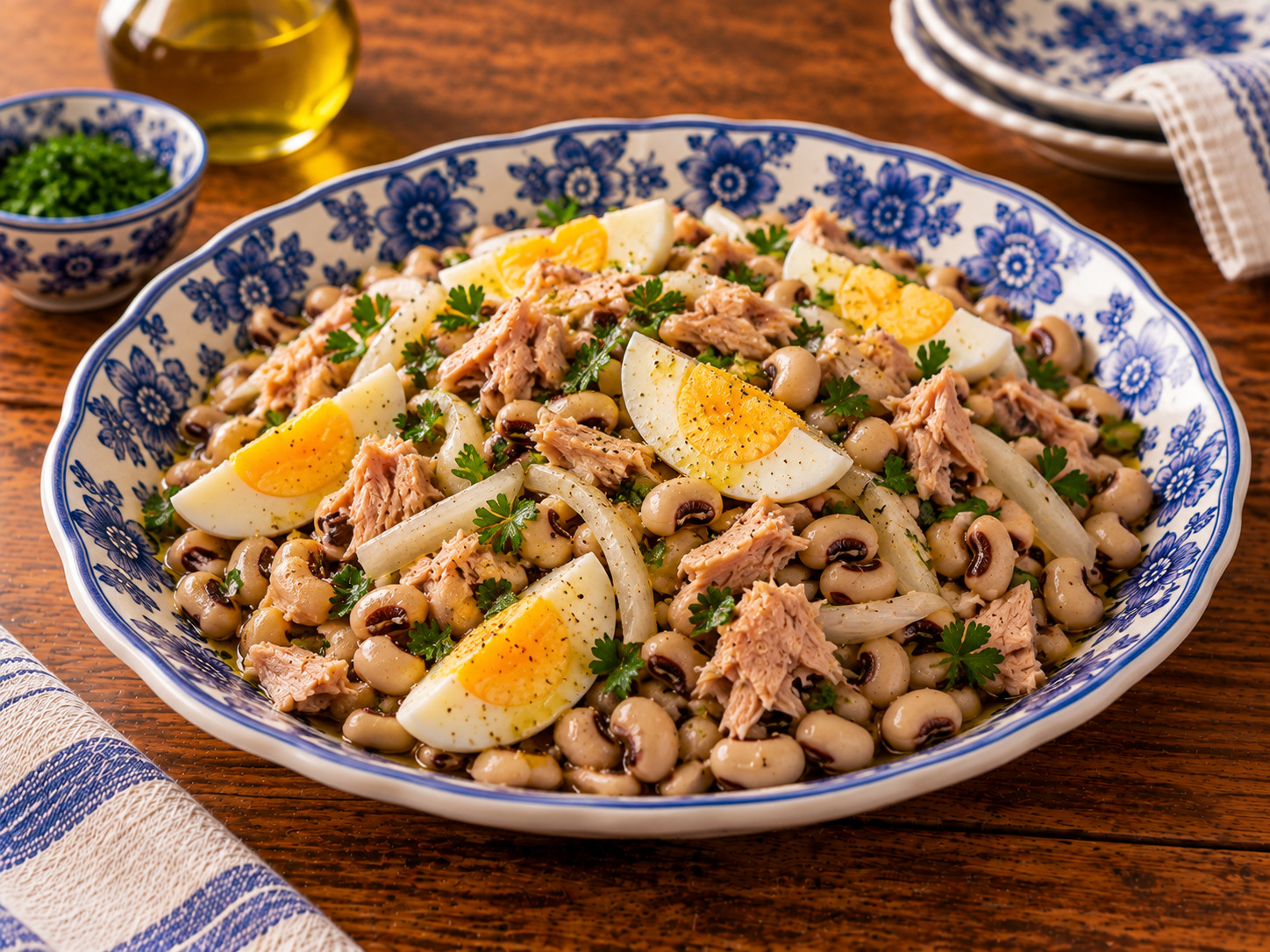 Foto de Feijão-frade com atum e ovo - receita portuguesa tradicional