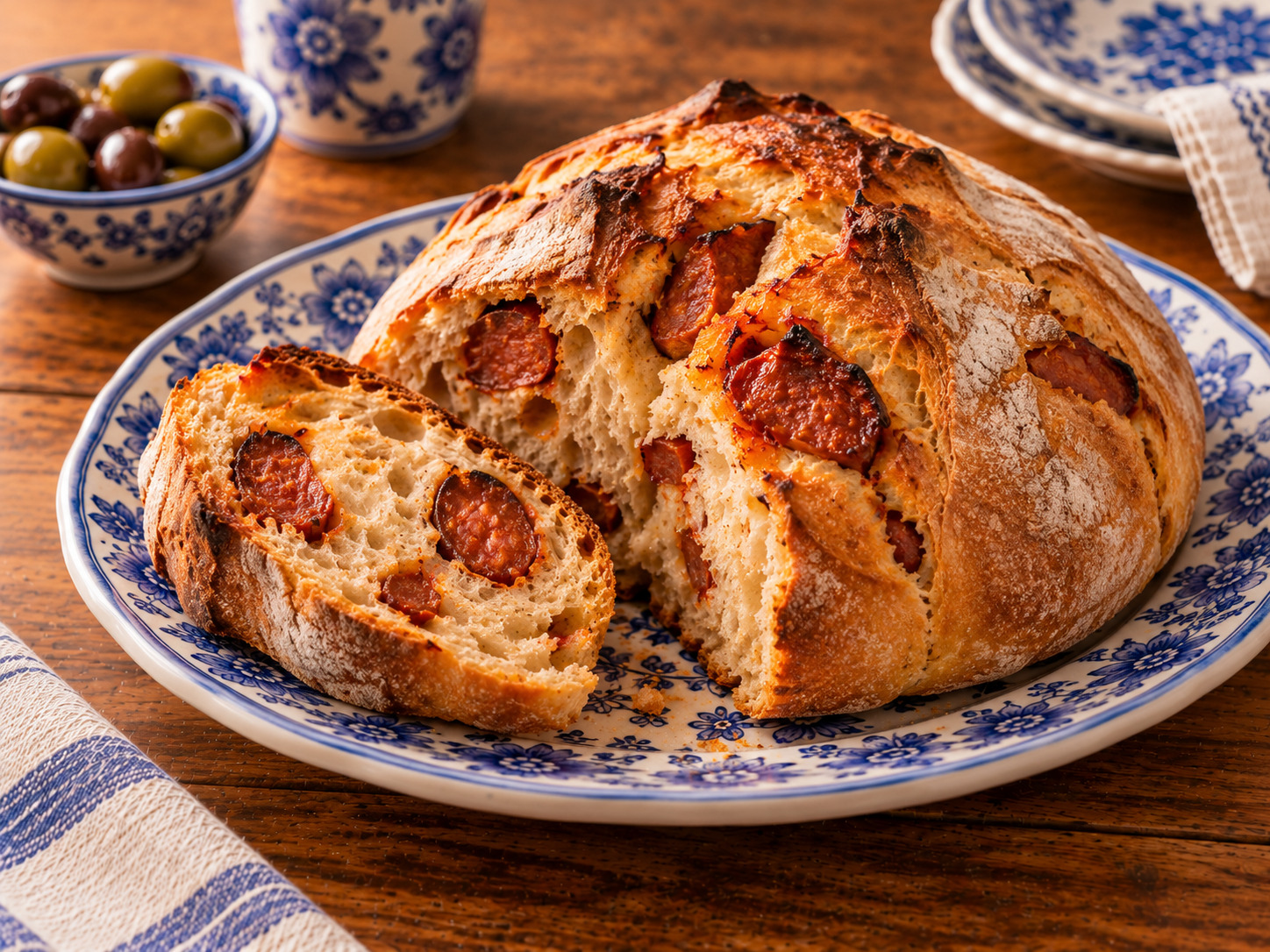 Foto de Pão com chouriço - receita portuguesa tradicional