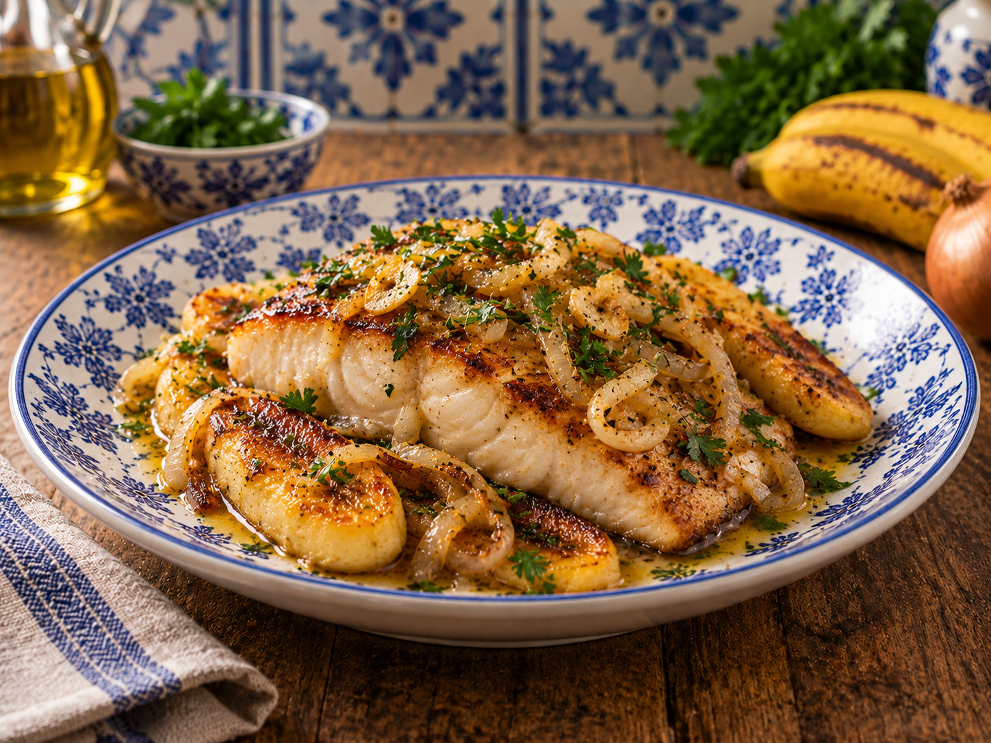 Foto de Peixe-espada preto com banana - receita portuguesa tradicional