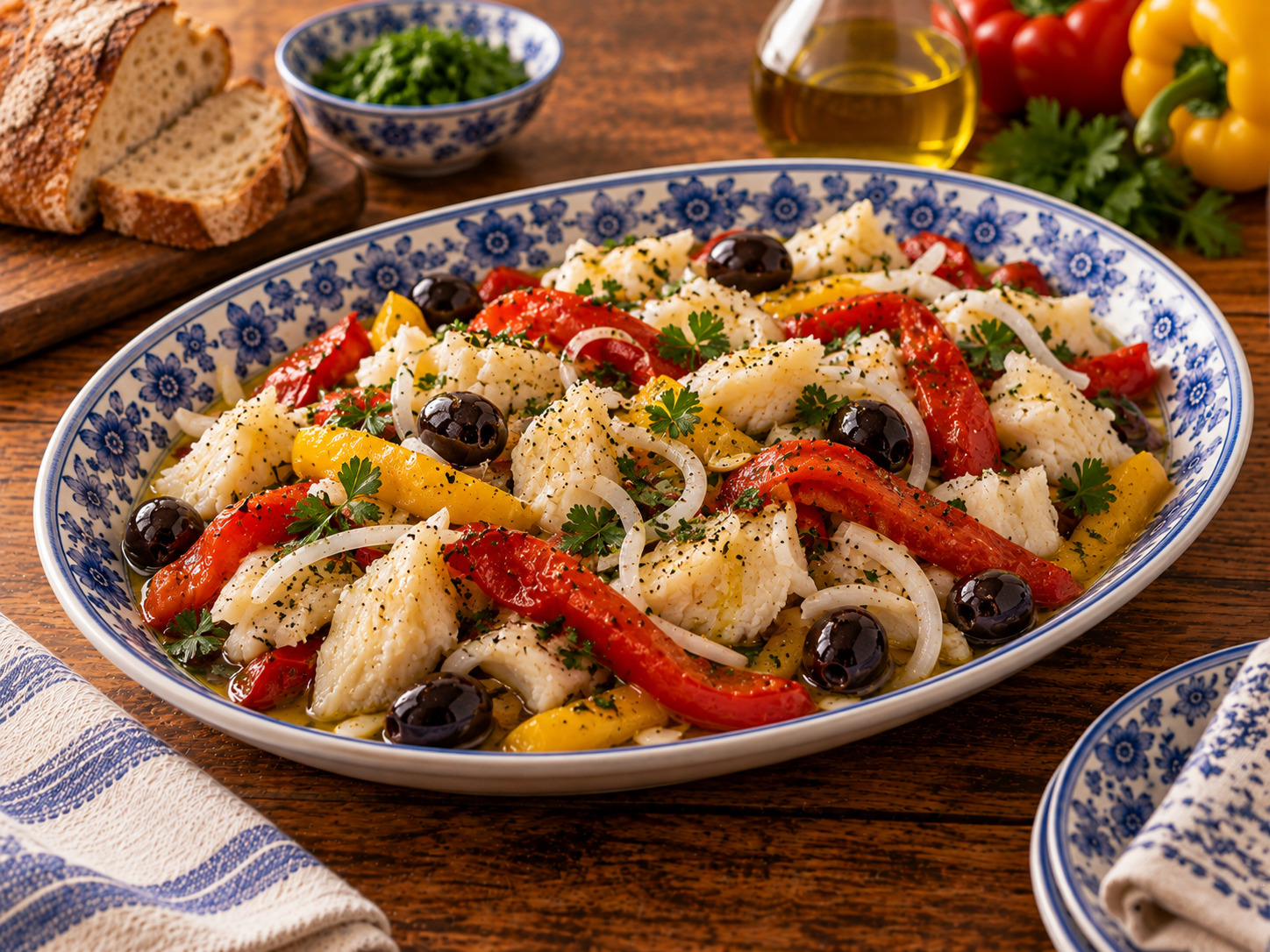 Foto de Salada de bacalhau com pimentos - receita portuguesa tradicional