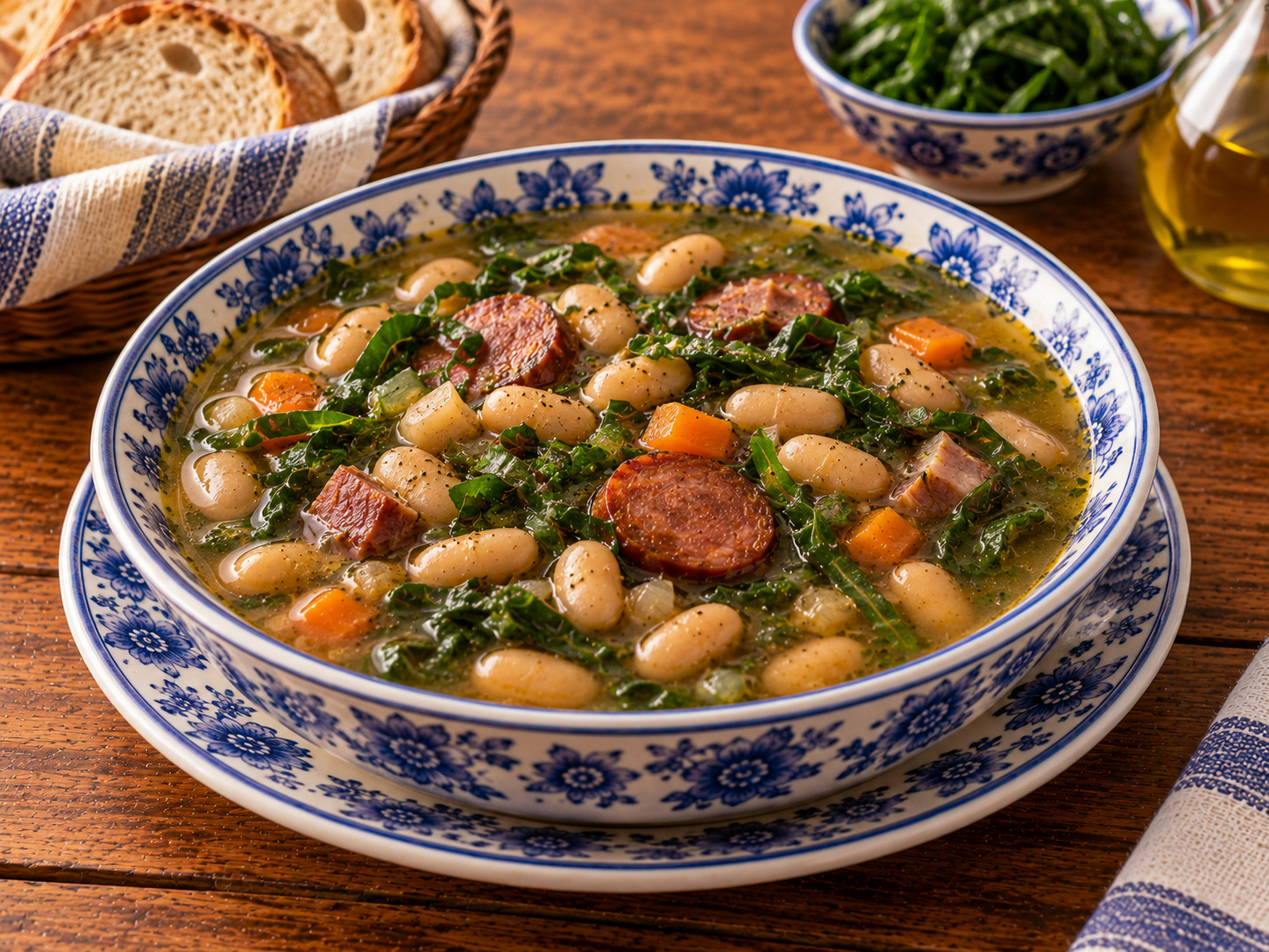 Foto de Sopa de feijão com couve - receita portuguesa tradicional