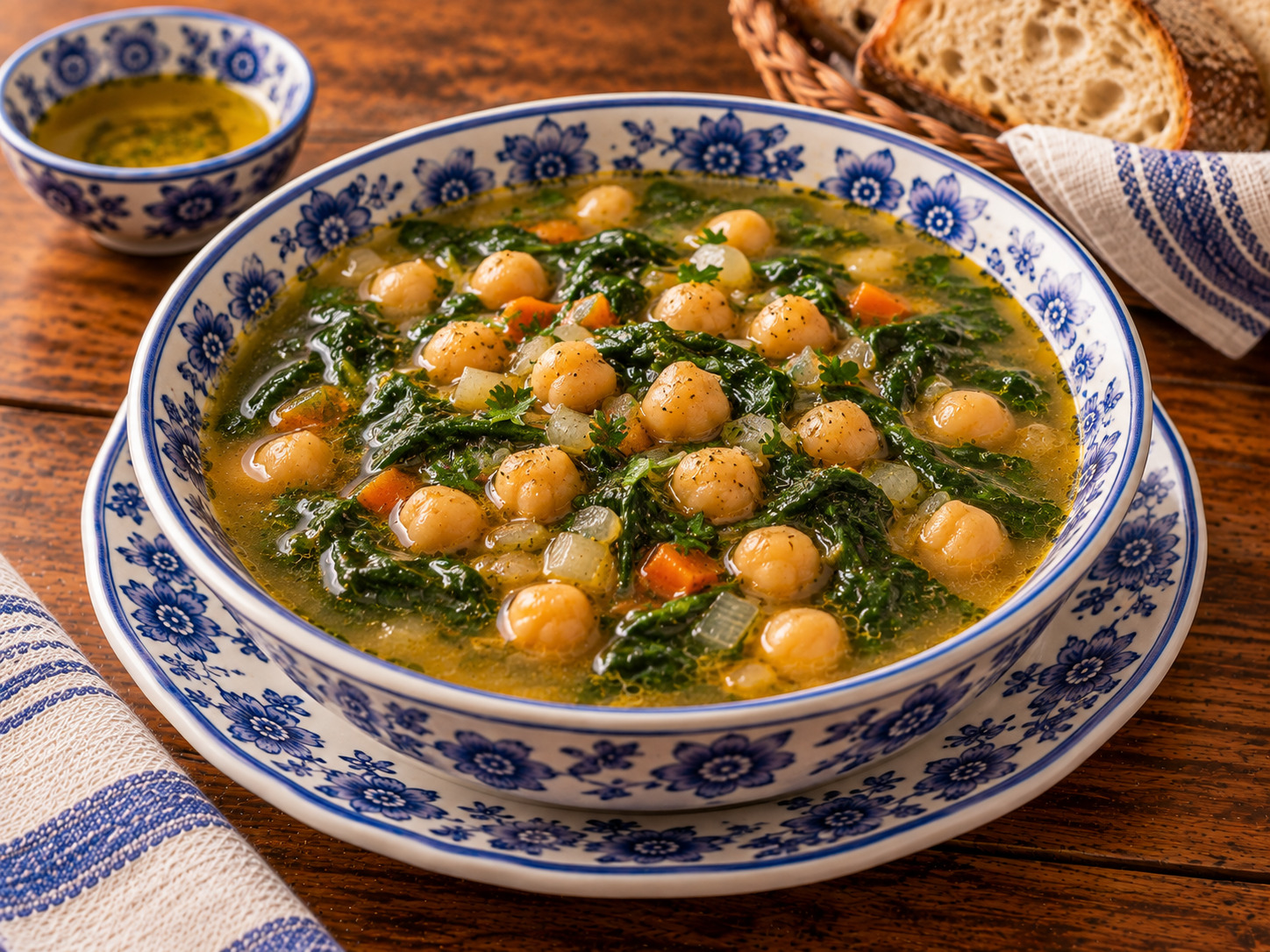 Foto de Sopa de grão com espinafres - receita portuguesa tradicional
