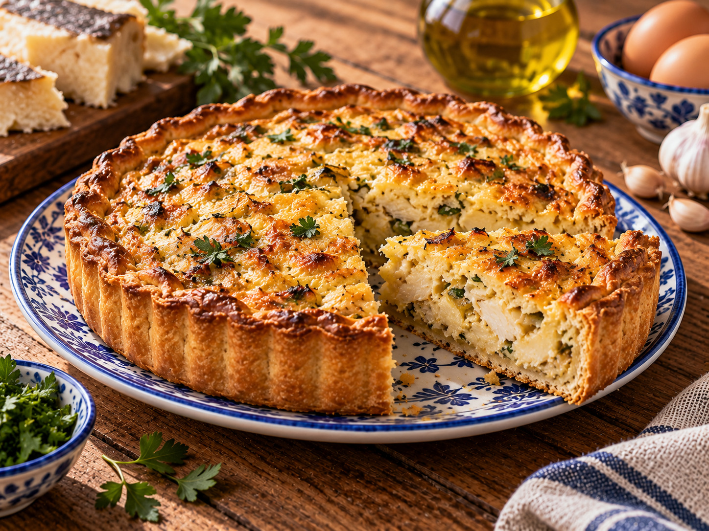 Foto de Tarte salgada de bacalhau - receita portuguesa tradicional