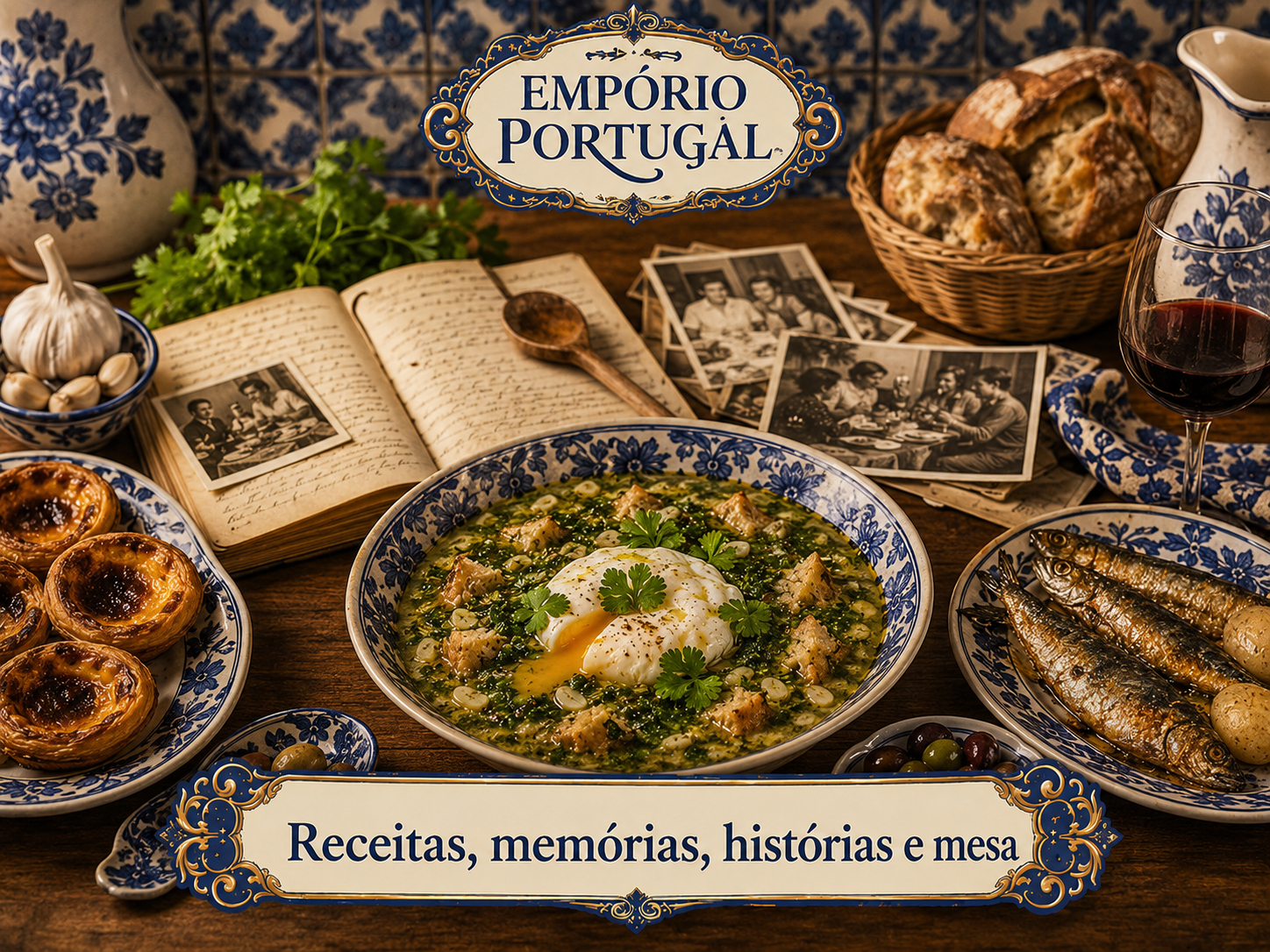 Premium editorial composition for the Empório Portugal community