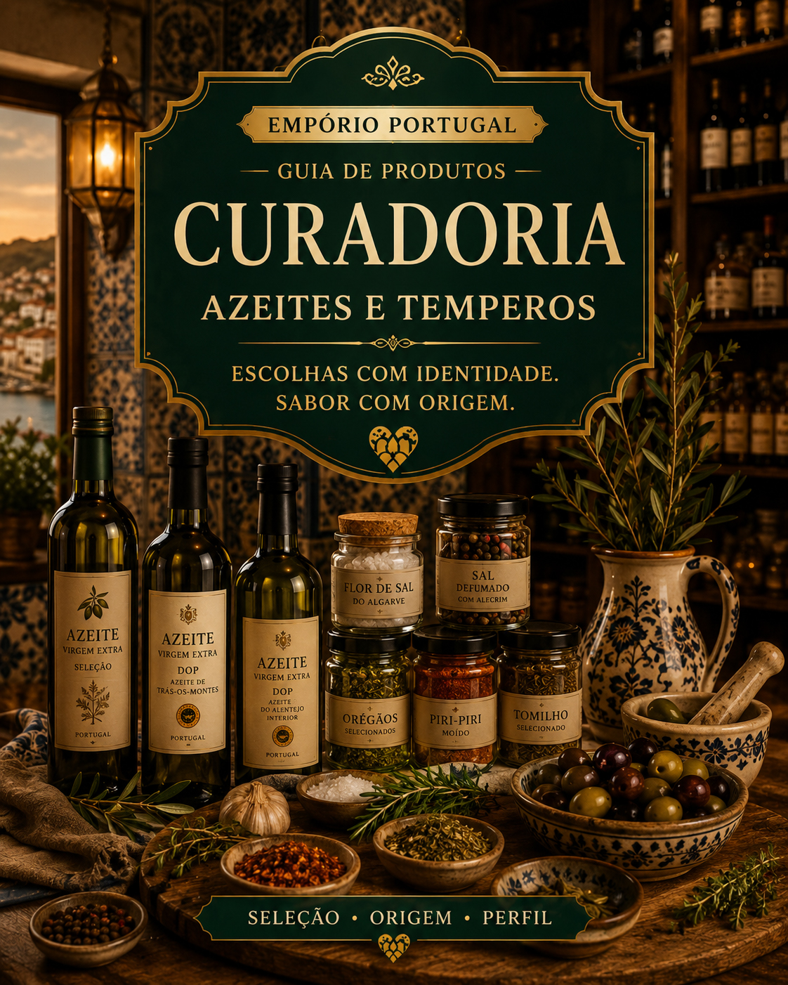 Curadoria editorial de azeites e temperos portugueses — olival ao lagar
