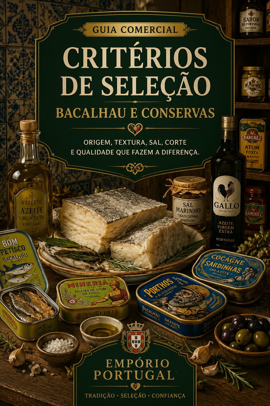 Critérios comerciais para publicação de bacalhau e conservas