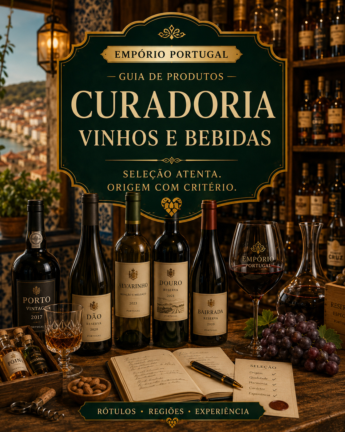 Curadoria editorial de vinhos portugueses — regiões, castas e produtores