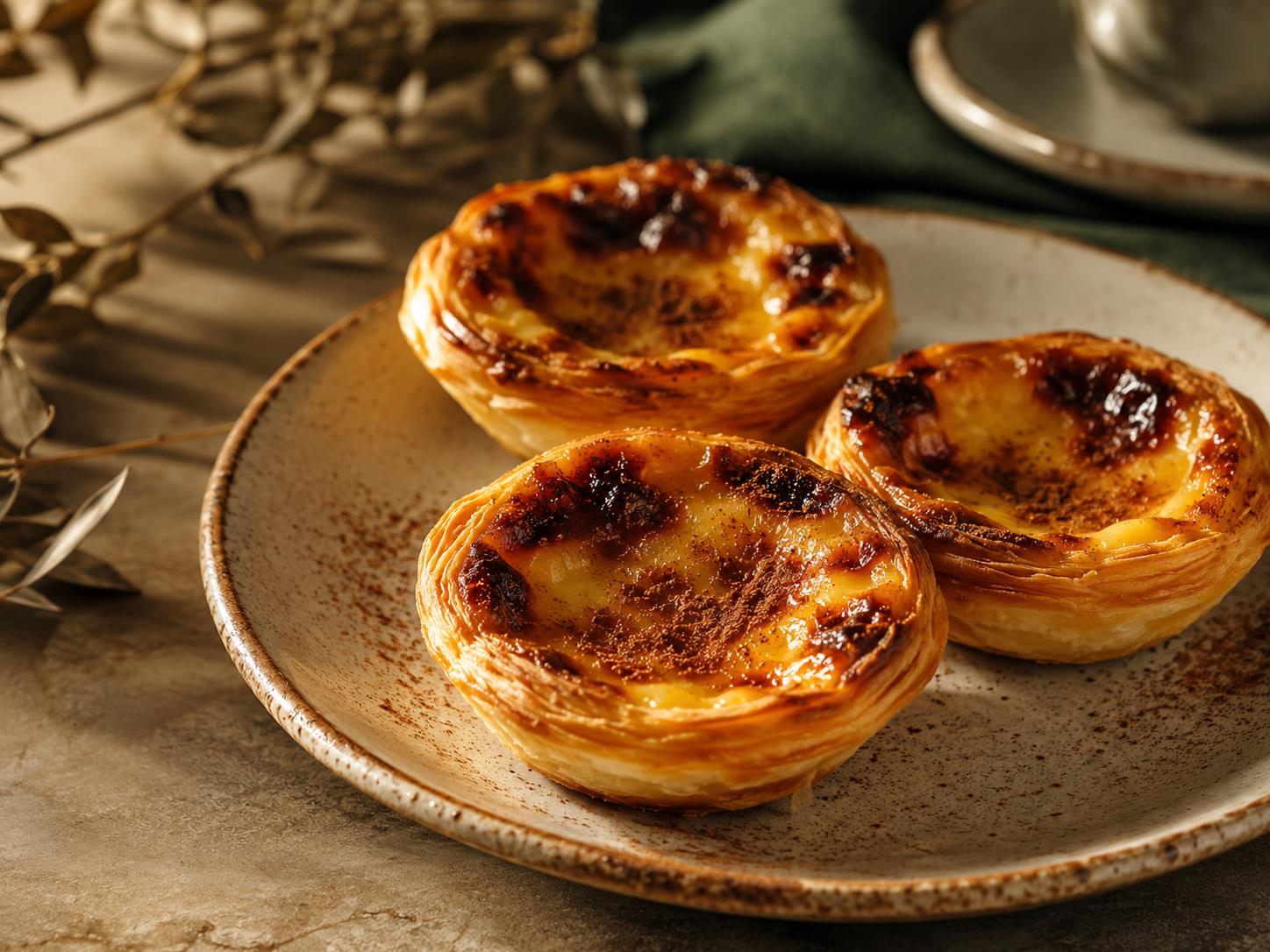 Pastéis de nata — pastelarias portuguesas em vitrine editorial premium